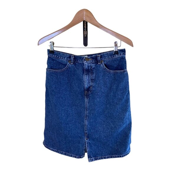 Vintage Eddie Bauer Y2K Denim Pencil Skirt Size 10 High Waist 90s Grunge Mom - Picture 2 of 5